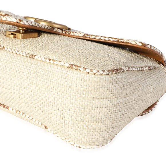 Gucci Matelassé Raffia & Python Trim GG Marmont Small Shoulder Bag - Picture 7 of 8